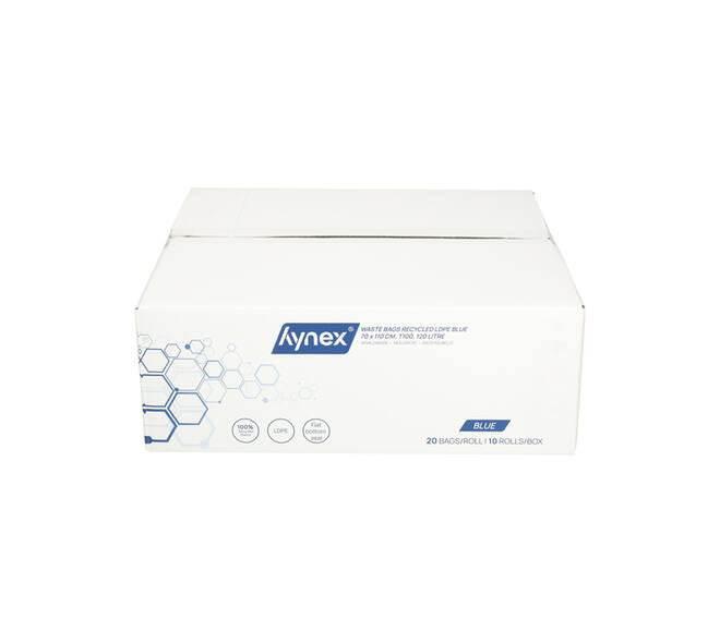 Afvalzak Hynex 70x110cm LDPE recycled T100 120L blauw rol à 20 stuks