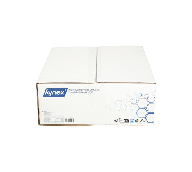 Afvalzak Hynex 70x110cm LDPE recycled T100 120L blauw rol à 20 stuks