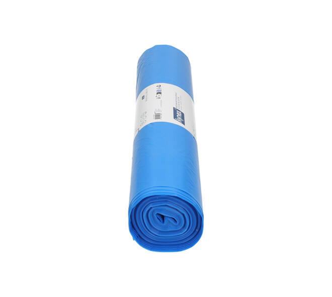 Afvalzak Hynex 70x110cm LDPE recycled T60 120L blauw rol à 20 stuks