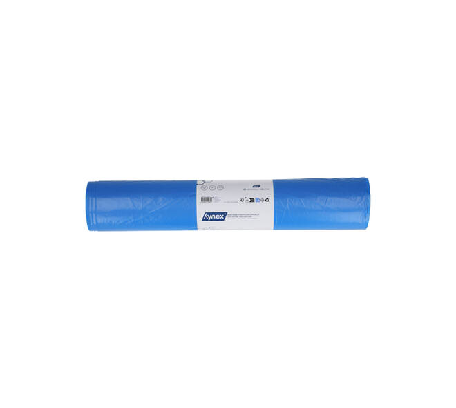 Afvalzak Hynex 70x110cm LDPE recycled T60 120L blauw rol à 20 stuks