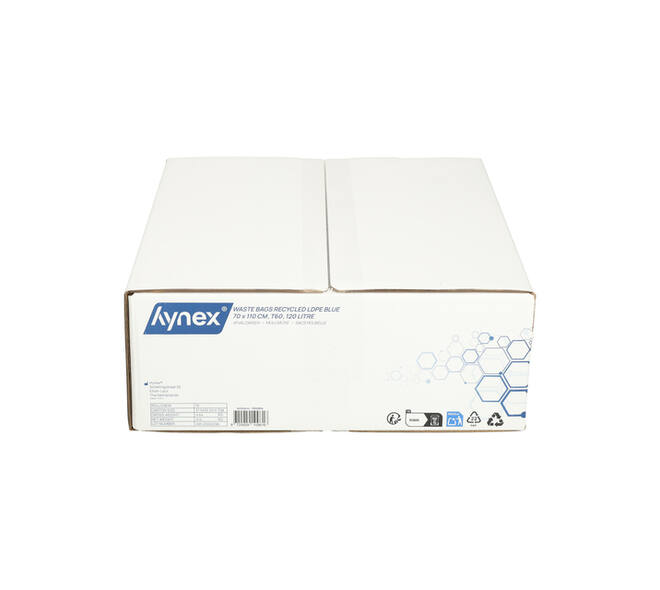 Afvalzak Hynex 70x110cm LDPE recycled T60 120L blauw rol à 20 stuks