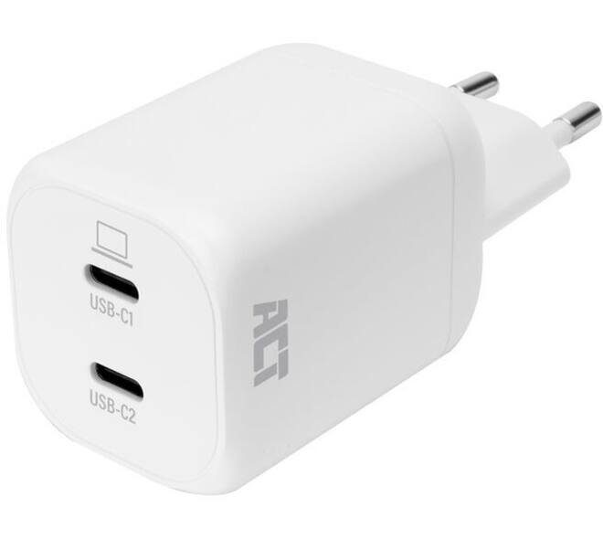Oplader ACT USB-C 100W 2-poorts PD, PPS, AVS, QC, Ganfast