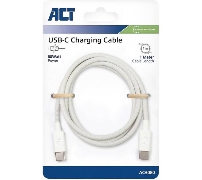 Kabel ACT 2.0 USB-C 60W 1 meter wit