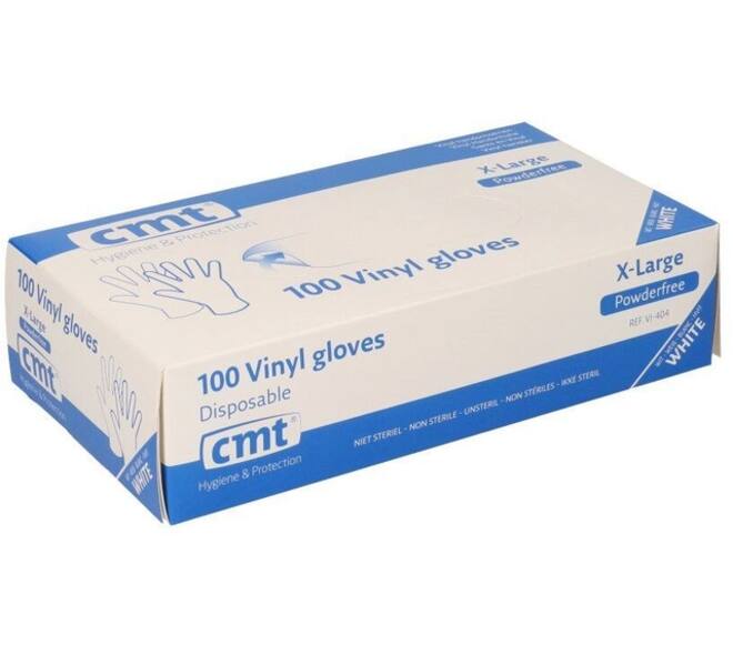 Handschoen CMT XL vinyl poedervrij wit 100 stuks