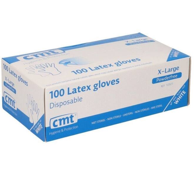 Handschoen CMT XL latex poedervrij wit 100 stuks