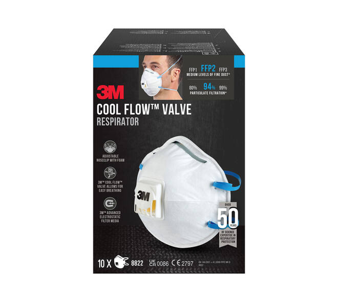 Stofmasker 3M voor schuren 8822 FFP2 met ventiel 10 stuks