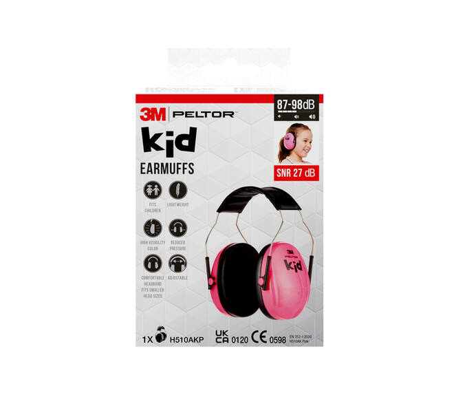 Oorkap 3M Peltor voor kinderen  H510AK 87-98 dB roze