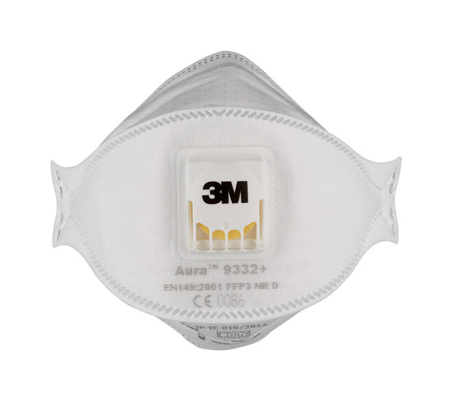 Stofmasker 3M Aura Comfort Cool Flow 9332 FFP3 met ventiel 10 stuks