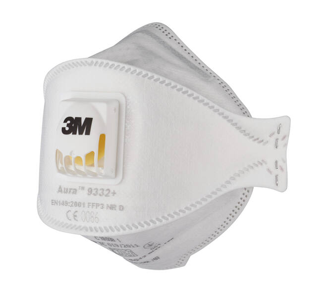 Stofmasker 3M Aura Comfort Cool Flow 9332 FFP3 met ventiel 10 stuks