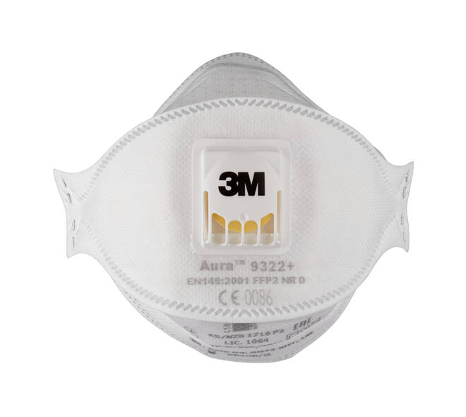 Stofmasker 3M Aura voor schuren 9322 FFP2 met ventiel 10 stuks