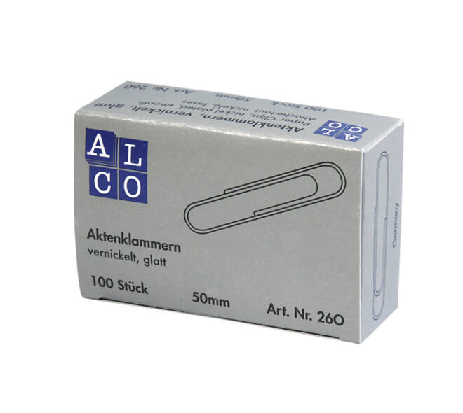 Paperclip Alco 50mm rond vernikkeld 100 stuks
