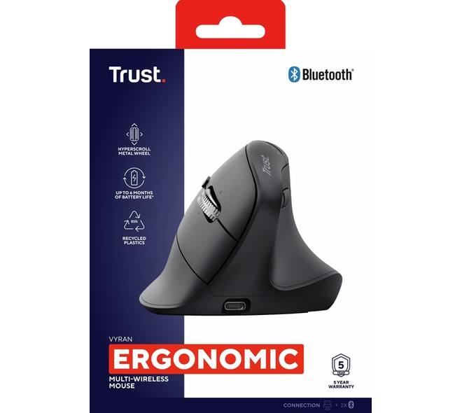 Ergonomische muis Trust hyperscroll Vyran draadloos
