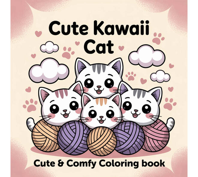 Kleurboek Cute Kawaii Cat