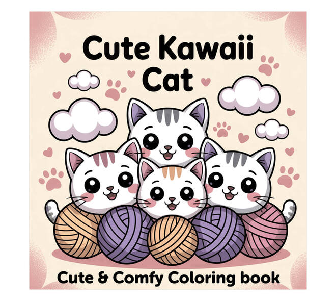 Kleurboek Cute Kawaii Cat
