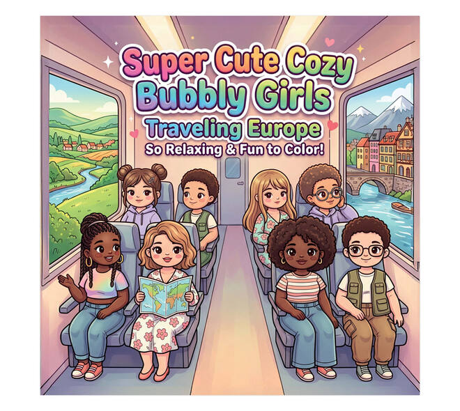 Kleurboek Cute Cozy Bubbly Girls Traveling