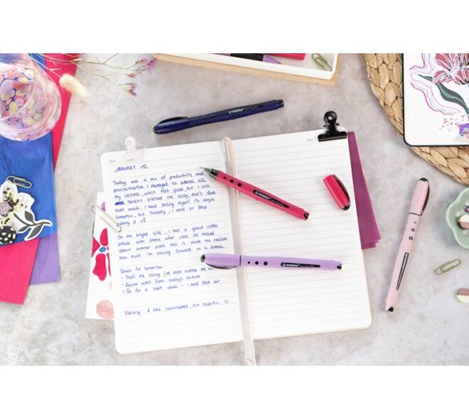 Rollerpen STABILO worker+ Wildflower medium Pruisisch blauw