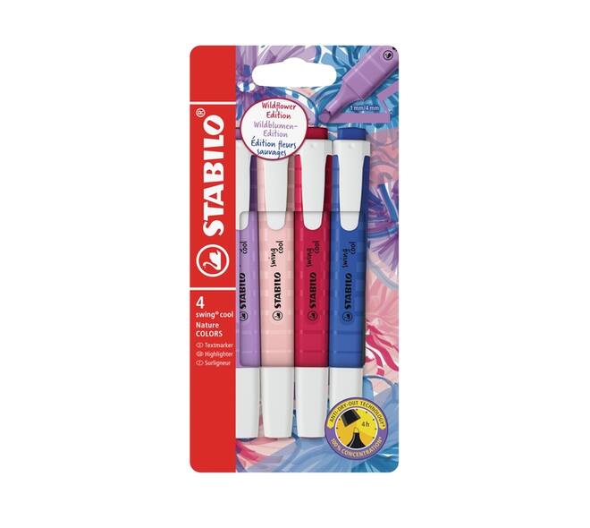 Markeerstift STABILO Swing cool Wldflower assorti 4 stuks