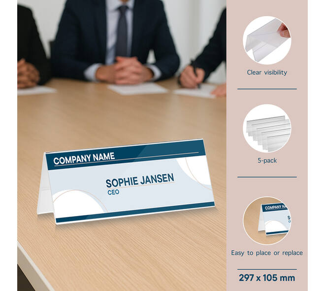 Tafelnaambord Europel A4 gevouwen 5 stuks