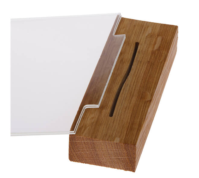 Kaarthouder Europel acryl houten voet A6 liggend 5 stuks