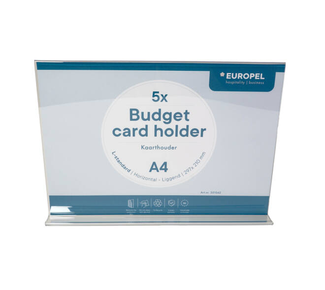 Kaarthouder Europel Budget T-standaard A4 liggend 5 stuks