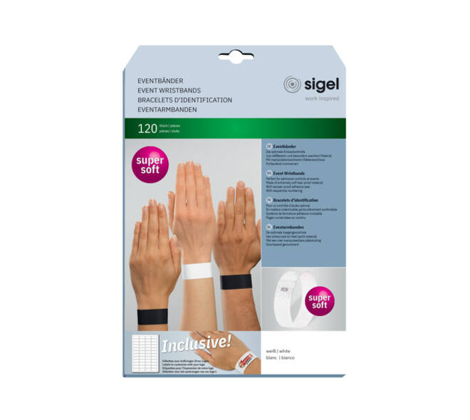Evenementenbandjes Sigel 255x25mm wit 120 stuks