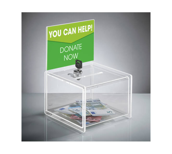 Actiebox Sigel transparant met slot 15x22x15cm + insteek