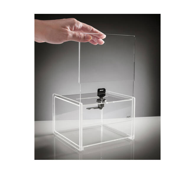 Actiebox Sigel transparant met slot 15x22x15cm + insteek