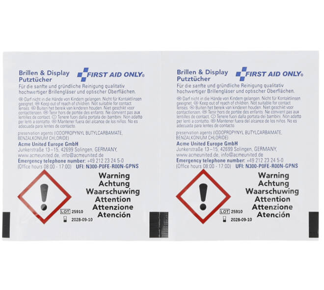 Brillendoekjes First Aid Only pak 50 stuks
