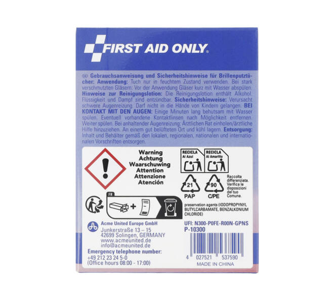 Brillendoekjes First Aid Only pak 50 stuks