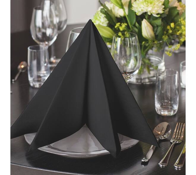 Dinerservet Tork Linstyle Premium 1/4 vouw 1-laags 390x390mm 50 vel zwart 478825