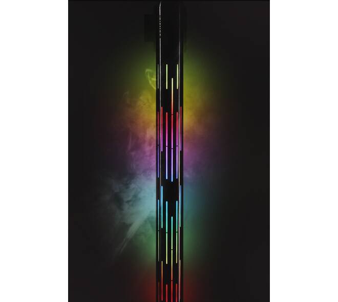 Afzetpaal Securit Nova RVS met rolband en RGB-verlichting 100cm zilver
