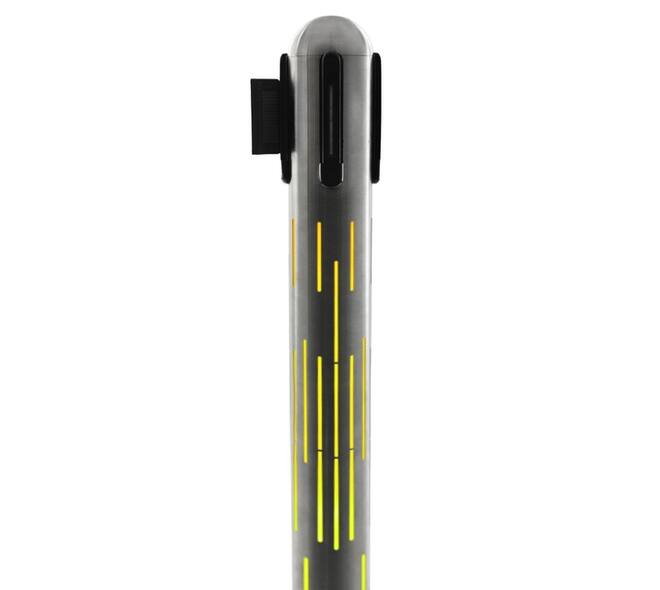 Afzetpaal Securit Nova RVS met rolband en RGB-verlichting 100cm zilver