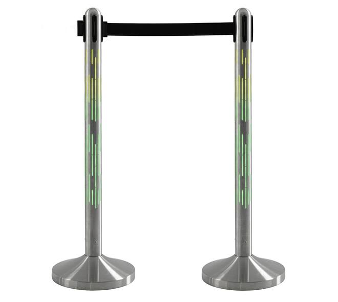 Afzetpaal Securit Nova RVS met rolband en RGB-verlichting 100cm zilver