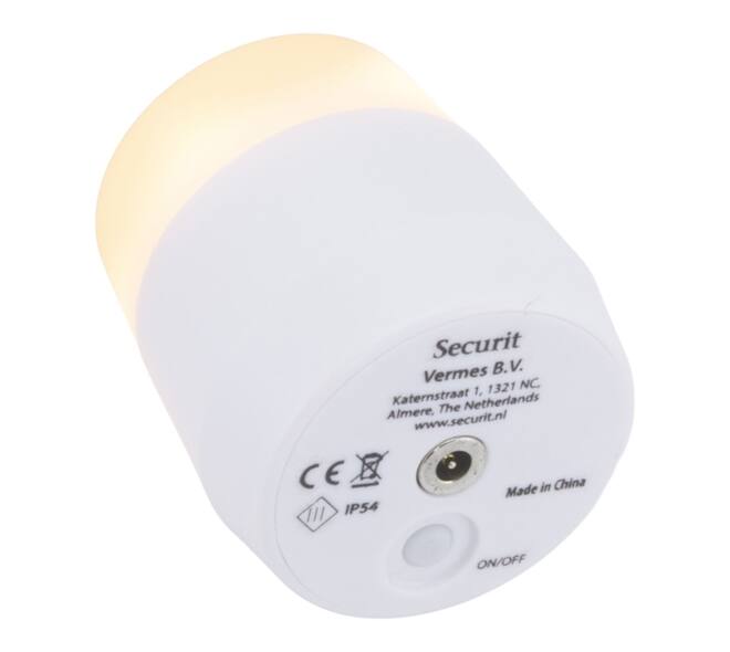Theelicht Securit Amsterdam LED warmwit met oplaadstation 12 stuks wit
