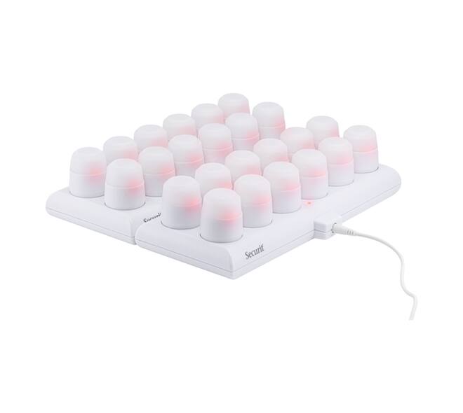 Theelicht Securit Amsterdam LED warmwit met oplaadstation 12 stuks wit