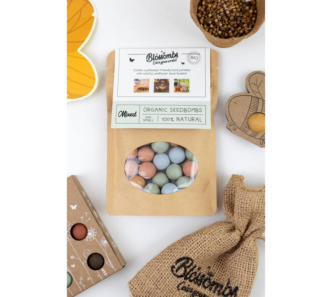 Gitfbag Blossombs mix 12 zak à 25 zaadbommetjes