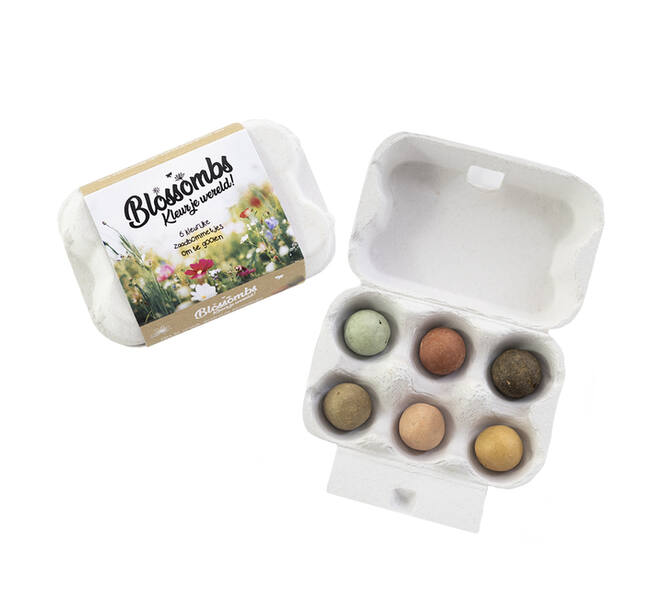 Giftbox Blossombs bloemen eierdoosje à 6 zaadbommetjes