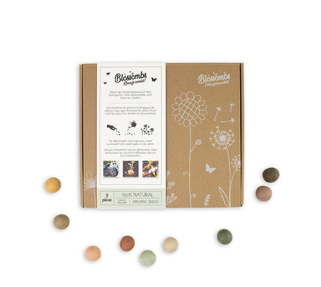 Giftbox Blossombs wilde bloemzaden box à 9 zaadbommetjes