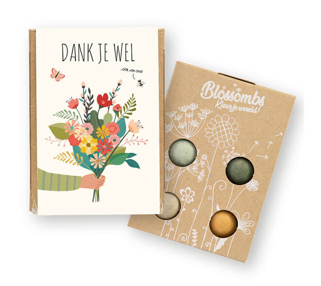Giftbox Blossombs Dank je wel minibox à 4 zaadbommetjes