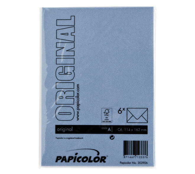 Envelop Papicolor C6 114x162mm donkerblauw pak à 6 stuks