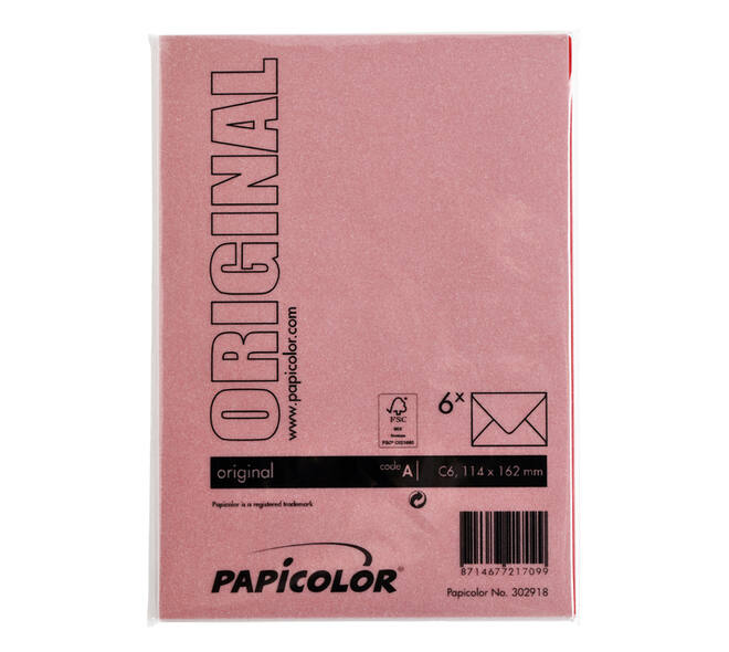 Envelop Papicolor C6 114x162mm rood pak à 6 stuks