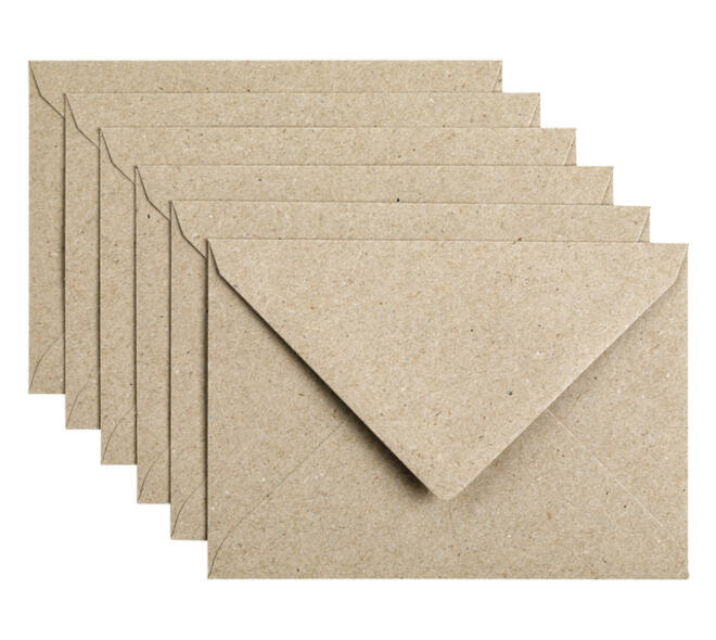 Envelop Papicolor C6 114x162mm kraft grijs pak à 6 stuks
