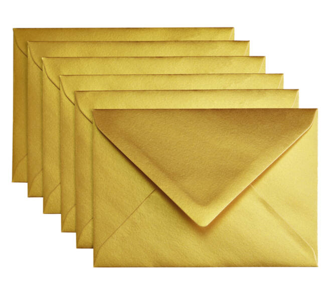 Envelop Papicolor C6 114x162mm metallic goud pak à 6 stuks
