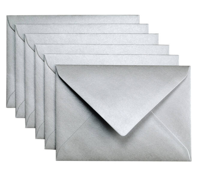 Envelop Papicolor C6 114x162mm metallic zilver pak à 6 stuks