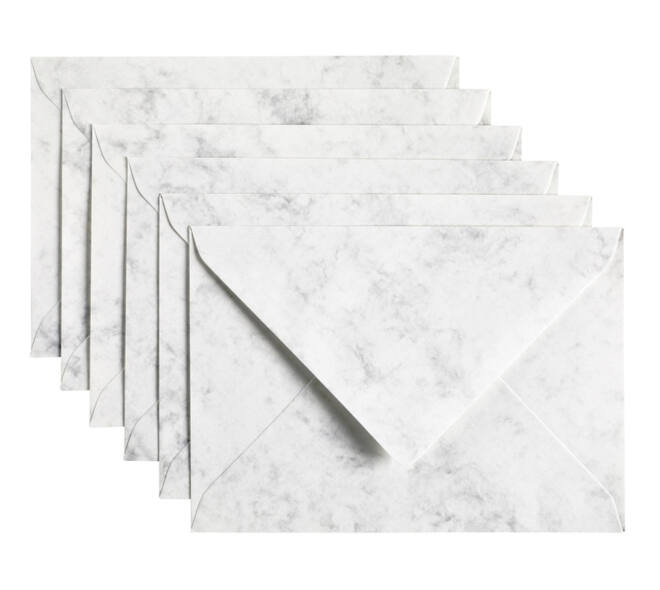 Envelop Papicolor C6 114x162mm marble grijs pak à 6 stuks