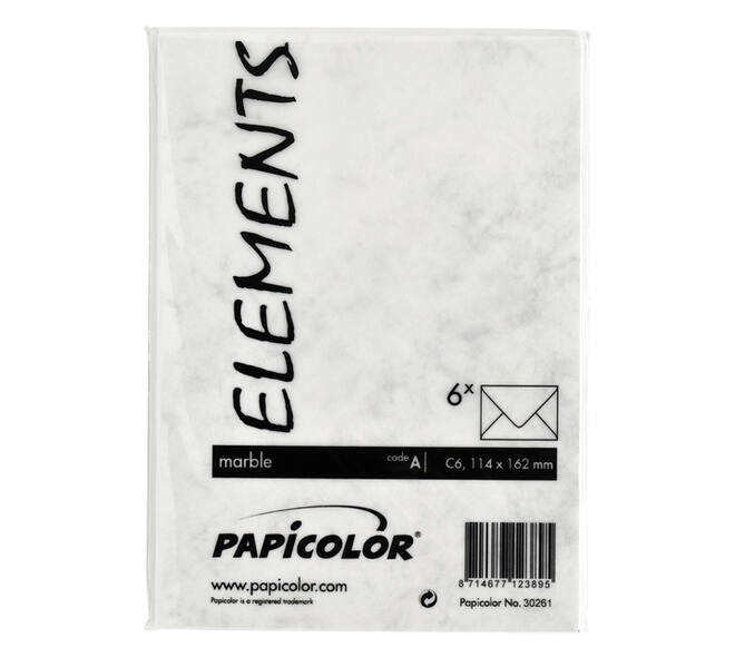 Envelop Papicolor C6 114x162mm marble grijs pak à 6 stuks