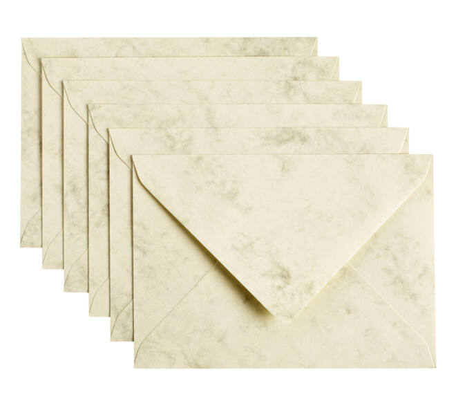 Envelop Papicolor C6 114x162mm marble ivoor pak à 6 stuks