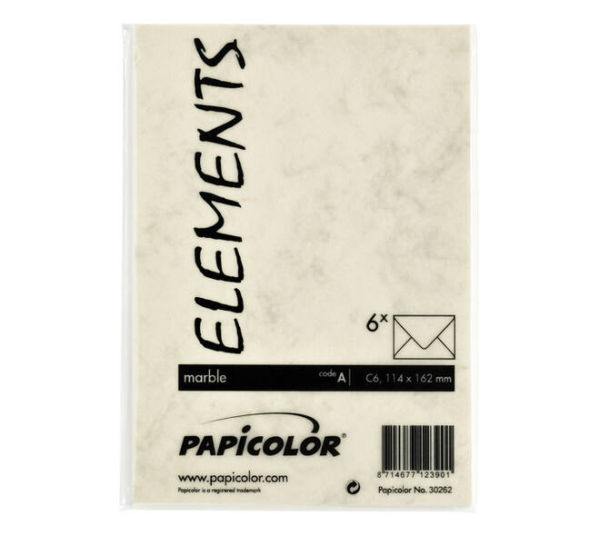 Envelop Papicolor C6 114x162mm marble ivoor pak à 6 stuks