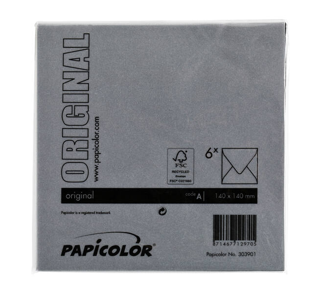 Envelop Papicolor 140x140mm ravenzwart pak à 6 stuks