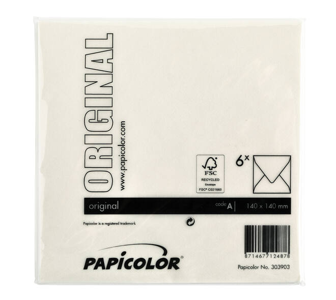 Envelop Papicolor 140x140mm anjerwit pak à 6 stuks